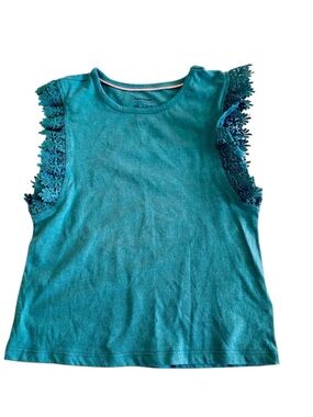 HAUTE HIPPIE BLOUSE TOP GREEN LACE SIZE 4 XS Toddler NWT SLEEVELESS RUFFLES